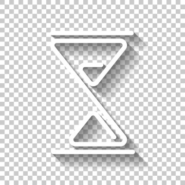 kum saati, bir satır, anahat simgesi. Gölge şeffaf arka plan üzerinde beyaz simgesi