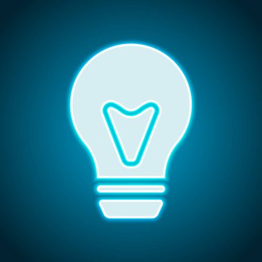 ampul, basit simgesi. Neon tarzı. Işık dekorasyon simgesi. Parlak elektrik sembolü