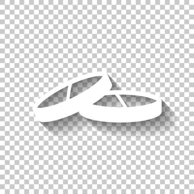 Hap ya da vitamin. Gölge şeffaf arka plan üzerinde beyaz simgesi