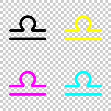 Astrolojik işaret. Terazi basit simgesi. Cmyk simgeleri şeffaf arka plan üzerinde renkli dizi