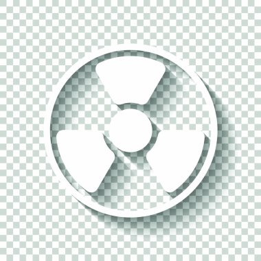 hazard, radiation. simple silhouette. White icon with shadow on transparent background clipart