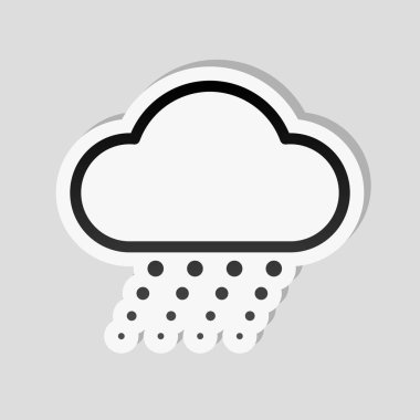 Kar ve bulut. Doğrusal, ince anahat. Etiket tarzı ile beyaz ve gri arka plan üzerinde basit gölge