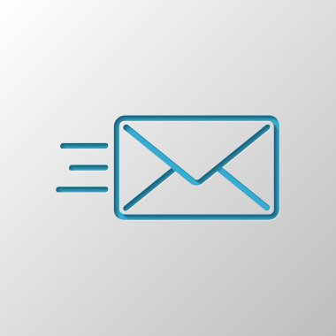 posta simgesini gönderin. SMS hattı. Kağıt tasarımı. Gölge ile düzenlenen sembolü