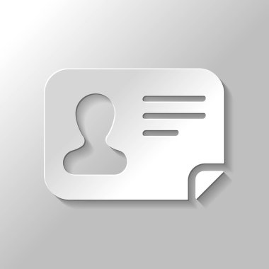 Kimlik kartı simgesi. Kimliği profil. Kağıt tarzı ile gölge gri arka plan üzerinde