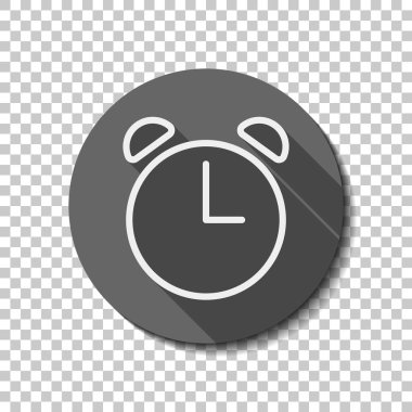 Çalar saat. Doğrusal, ince anahat. düz simgesi, uzun gölge, daire, şeffaf ızgara. Rozet veya etiket stili