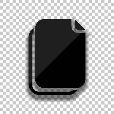 belge basit simgesi. Saydam arka plan üzerinde yumuşak gölgeli siyah cam kutsal kişilerin resmi