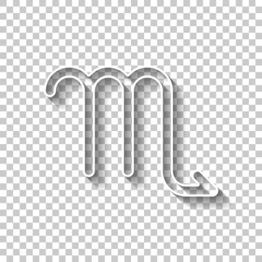 Astrolojik işaret. Akrep basit simgesi. Gölge şeffaf arka plan üzerinde beyaz anahat işaretiyle