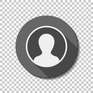 Profil, kişi bir dairede. düz simgesi, uzun gölge, daire, şeffaf ızgara. Rozet veya etiket stili