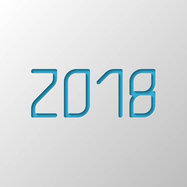 2018 sayı simgesi. Yeni Yılınız Kutlu Olsun. Kağıt tasarımı. Gölge ile düzenlenen sembolü