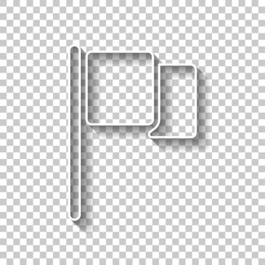 Basit bayrak simgesi. Gölge şeffaf arka plan üzerinde beyaz anahat işaretiyle