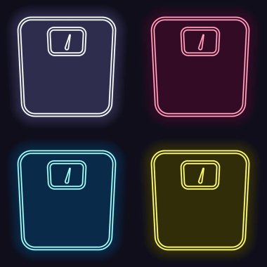 siluet veya ağırlık, basit anahat simgesi. Neon işareti kümesi. Koyu arka plan üzerinde casino tarzı. Seamless modeli