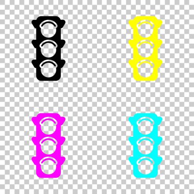 Trafik ışığı simgesi. Cmyk simgeleri şeffaf arka plan üzerinde renkli dizi