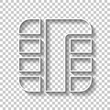 Kredi kartı simgesinin çip. Gölge şeffaf arka plan üzerinde beyaz anahat işaretiyle