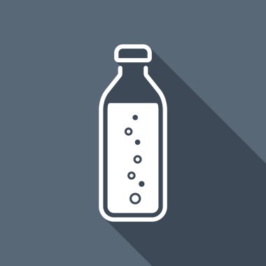 şişe su kabarcıkları, basit simgesi ile. Uzun Gölge arka plan üzerinde beyaz düz simgesi