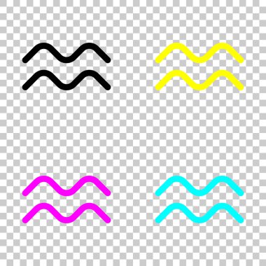 Astrolojik işaret. Kova basit simgesi. Cmyk simgeleri şeffaf arka plan üzerinde renkli dizi