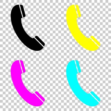 Telefon ahizesi simgesi. Cmyk simgeleri şeffaf arka plan üzerinde renkli dizi.
