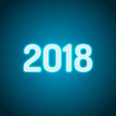 2018 sayı simgesi. Yeni Yılınız Kutlu Olsun. Neon tarzı. Işık dekorasyon simgesi. Parlak elektrik sembolü