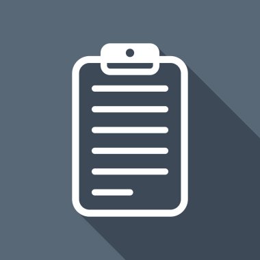 Tablet, metin ile kağıt. Uzun Gölge arka plan üzerinde beyaz düz simgesi