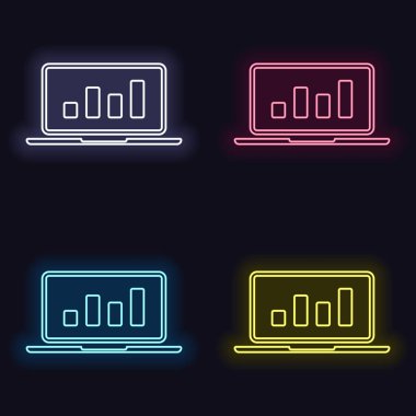 Grafik finans, büyümek. Neon işareti kümesi. Koyu arka plan üzerinde casino tarzı. Seamless modeli