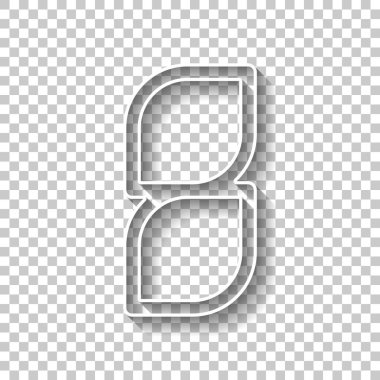 Sayı 8, rakamı, sekizinci. Gölge şeffaf arka plan üzerinde beyaz anahat işaretiyle