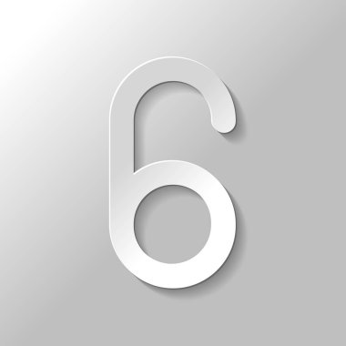 Numara altı, sayısal, basit mektup. Kağıt tarzı ile gölge gri arka plan üzerinde