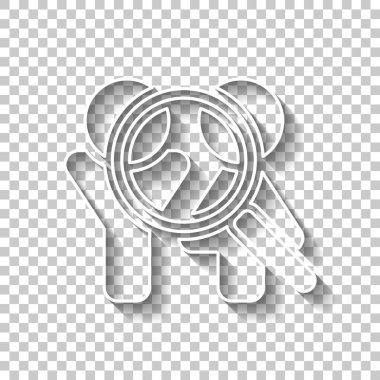 İnsan kaynakları. Arama teamgroup. Adam, kadın ve büyütme sembolleri. Gölge şeffaf arka plan üzerinde beyaz anahat işaretiyle