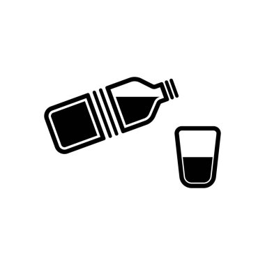 bir şişe su ve cam. basit tek simge