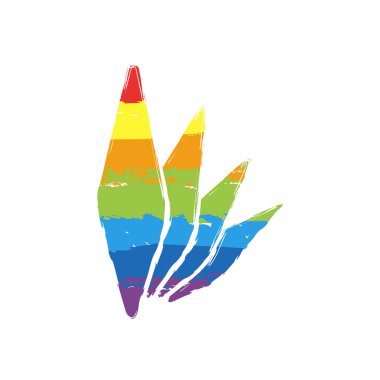 yaprak bambu. basit siluet. Çizim işaretiyle Lgbt stil, gökkuşağı (kırmızı, turuncu, sarı, yeşil, mavi, Indigo, menekşe, yedi renk