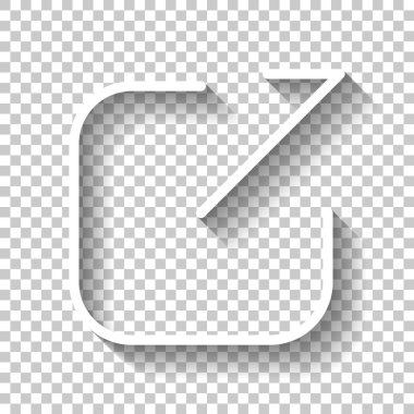 Paylaşımı, oturum kapatma veya karşıya yükleme. Çapraz ok Meydanı dışarı. Gölge şeffaf arka plan üzerinde beyaz simgesi