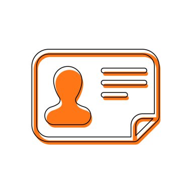 Kimlik kartı simgesi. Kimliği profil. İzole simge siyah ince dağılımı ve farklı katmanlarda doldurma taşındı turuncu oluşan. Beyaz arka plan