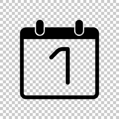 1 gün, basit simgesi ile takvim. Saydam arka plan üzerinde.