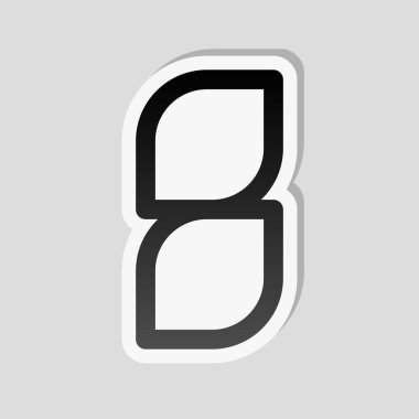 Sayı 8, rakamı, sekizinci. Etiket tarzı ile beyaz ve gri arka plan üzerinde basit gölge