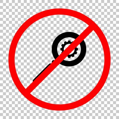 dişli ile zoon. Siyah kırmızı uyarı işareti şeffaf arka plan ile nesnesinde izin yok