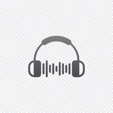 Kulaklık ve müzik dalgası. Max ses seviyesini. Basit simgesi. Kılavuz arka plan üzerinde
