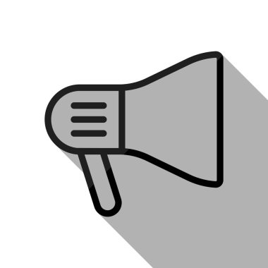 Ağızlık simgesi. Uzun gölge beyaz arka planda siyah nesnesiyle