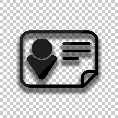 Kimlik kartı simgesi. Doğrusal tarzı. Saydam arka plan üzerinde yumuşak gölgeli siyah cam kutsal kişilerin resmi