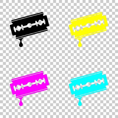 damla kan ile bıçak. basit siluet. Cmyk simgeleri şeffaf arka plan üzerinde renkli dizi