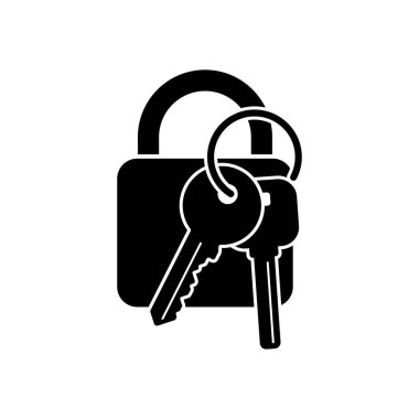 anahtar simgesiyle kilitleyin. Beyaz arka planda siyah simgesi