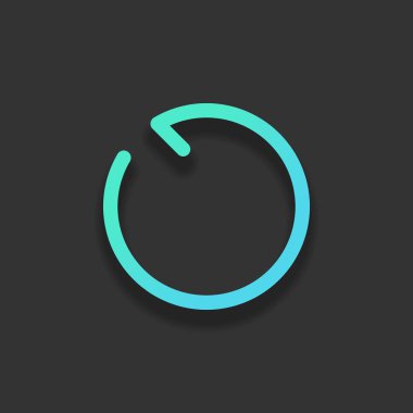 Basit ok, güncelleştirmek, yeniden, saat yönünün tersine, geriye doğru. Gezinti simgesi. Doğrusal sembolü ile ince bir çizgi. Bir çizgi stili. Renkli logo kavramı koyu arka plan üzerinde yumuşak gölge ile. Masmavi okyanus rengini simgesi