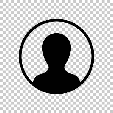 Profil, kişi bir dairede. Saydam arka plan üzerinde.