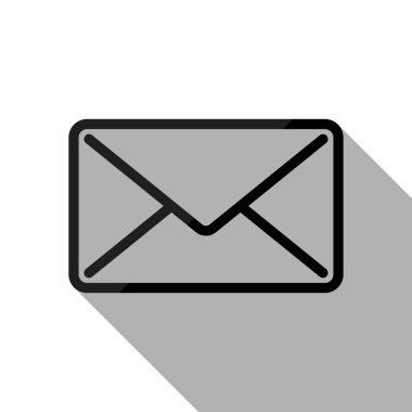 posta kapat simgesini. Uzun gölge beyaz arka planda siyah nesnesiyle