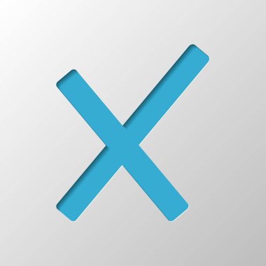 Yanlış işareti simgesi. Kağıt tasarımı. Gölge ile düzenlenen sembolü