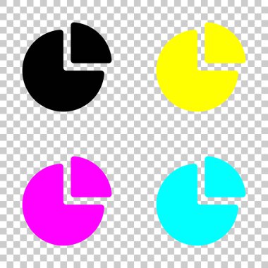 İş pasta grafiği simgesi. Cmyk simgeleri şeffaf arka plan üzerinde renkli dizi