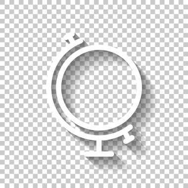 Basit dünya. Doğrusal simgesi, ince anahat. Gölge şeffaf arka plan üzerinde beyaz simgesi