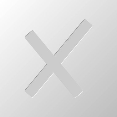 Yanlış işareti simgesi. Kağıt tasarımı. Düzenlenen sembolü. Çekirdeksiz stili