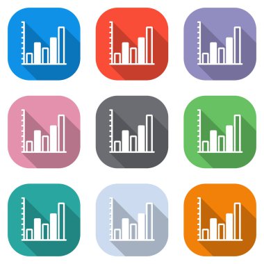 Grapgic finans, büyümek. Beyaz simgeleri uygulamalar için renkli kareler olarak ayarlayın. Sorunsuz imkanı ve desen poster için