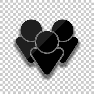 Takım Grup simgesi. Saydam arka plan üzerinde yumuşak gölgeli siyah cam kutsal kişilerin resmi