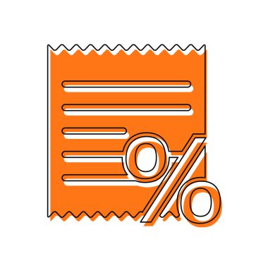 Alış irsaliyesi ve yüzde. İzole simge siyah ince dağılımı ve farklı katmanlarda doldurma taşındı turuncu oluşan. Beyaz arka plan