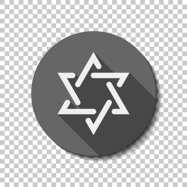 Davut'un Yıldızı, basit simgesi. düz simgesi, uzun gölge, daire, şeffaf ızgara. Rozet veya etiket stili