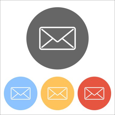 posta kapat simgesini. Renkli daireler üzerinde beyaz simgeler kümesi